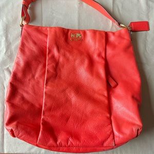 Bright Orange Leather Coach Shoulder Bag